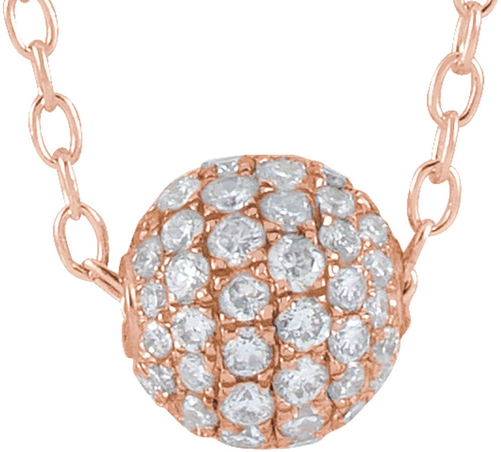 14K Rose Gold 6 mm 3/8 CTW Natural Diamond Ball 16-18" Necklace