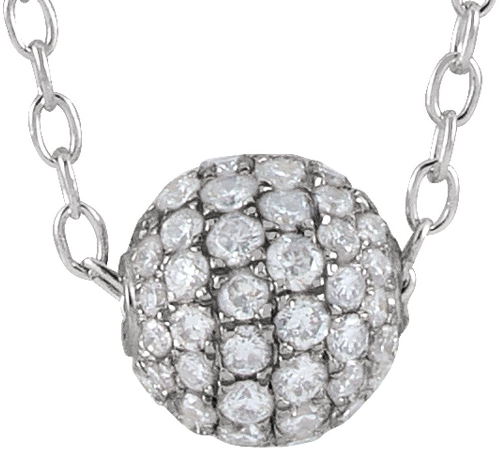 14K White Gold 6 mm 3/8 CTW Natural Diamond Ball 16-18" Necklace