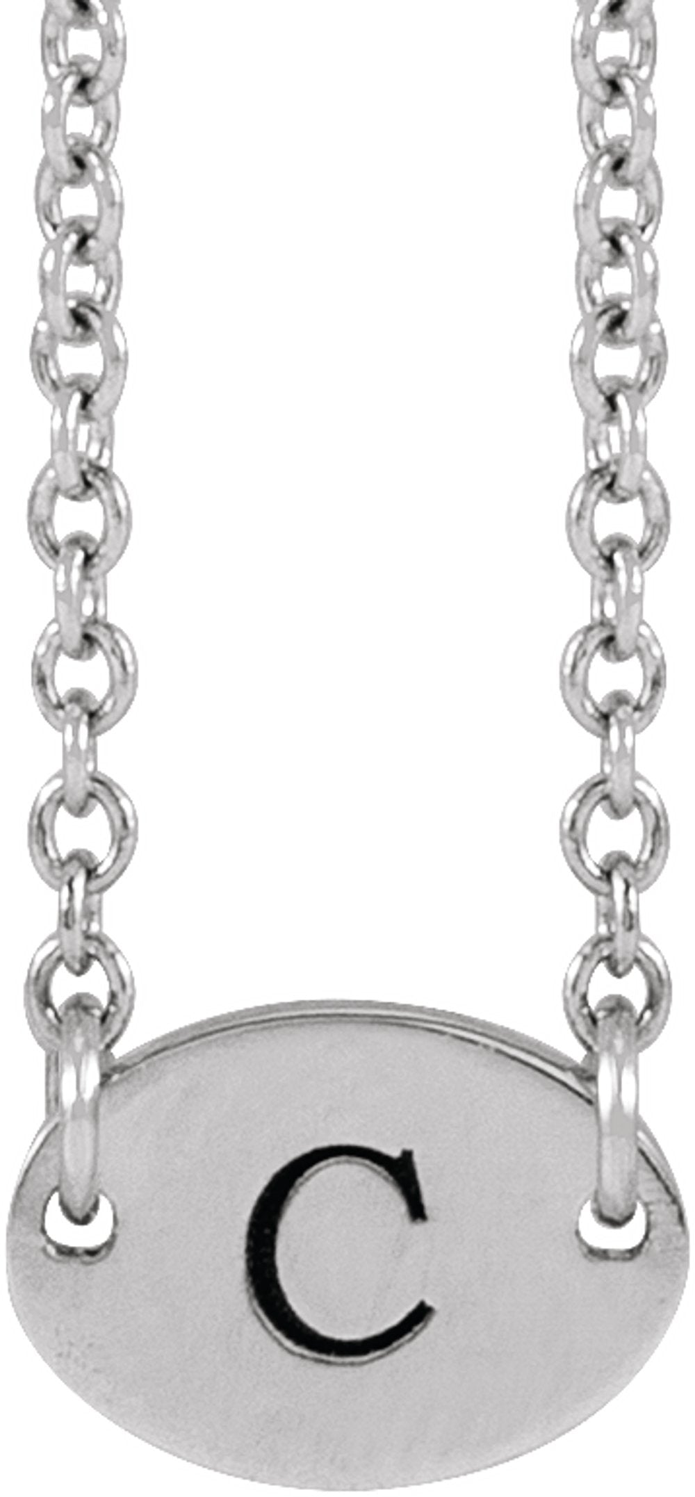 14K White Gold 1-Disc Engravable Family Disc 18" Necklace