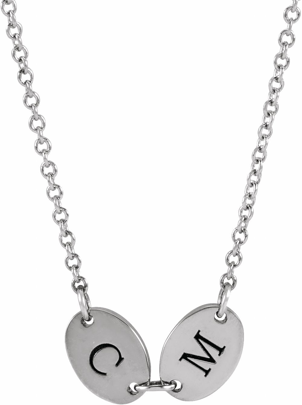 14K White Gold 2-Disc Engravable Family Disc 18" Necklace