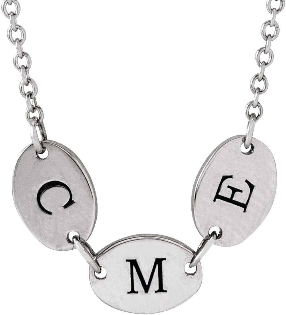 14K White Gold 3-Disc Engravable Family Disc 18" Necklace