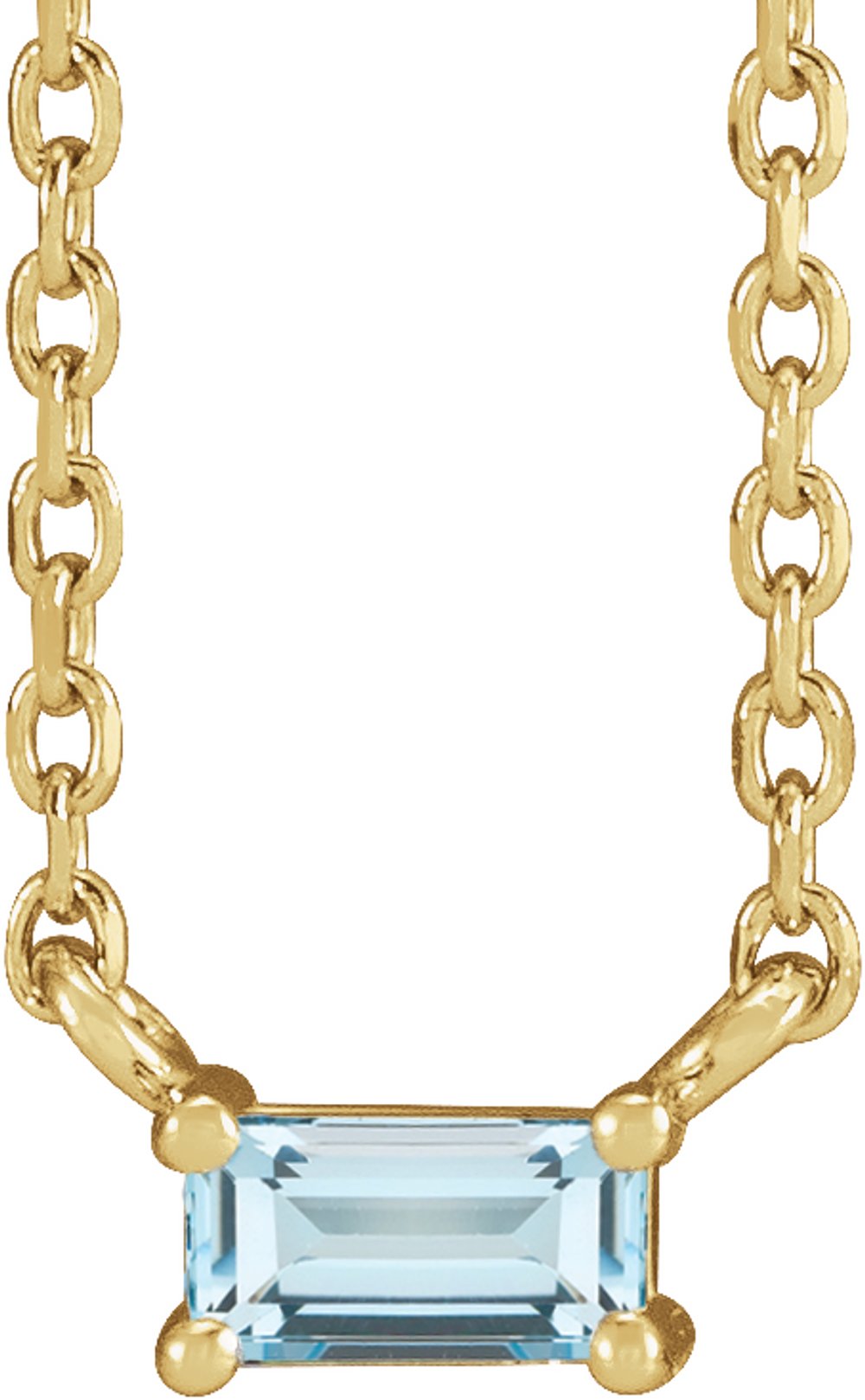 14K Yellow Gold Natural Sky Blue Topaz Solitaire 18" Necklace