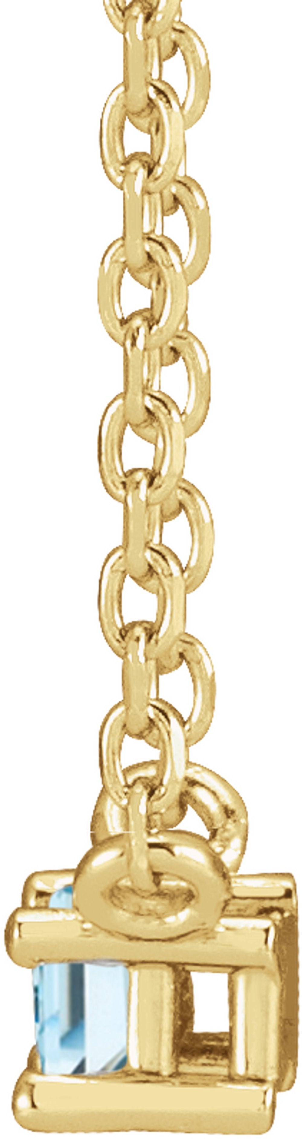 14K Yellow Gold Natural Sky Blue Topaz Solitaire 18" Necklace