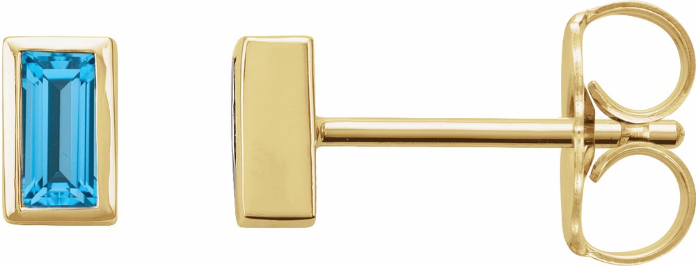 14K Yellow Gold Natural Swiss Blue Topaz Bezel-Set Earrings