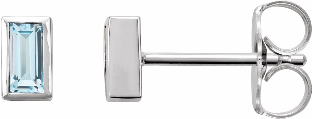 14K White Gold Natural Sky Blue Topaz Bezel-Set Earrings