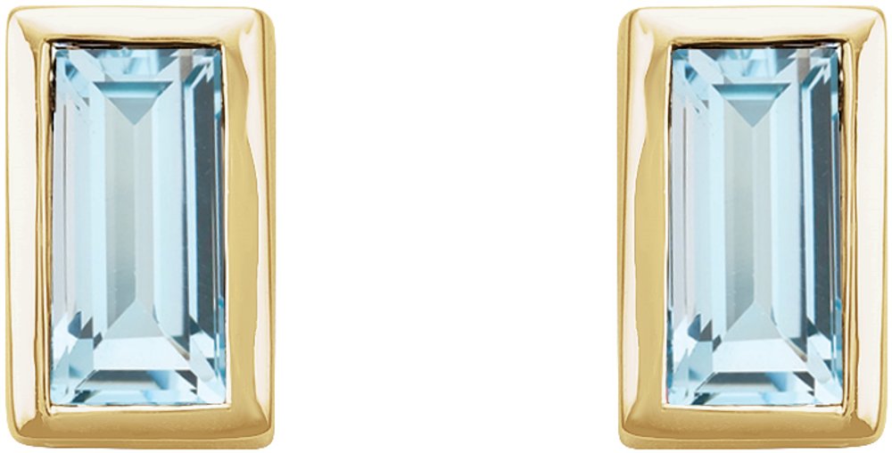 14K Yellow Gold Natural Sky Blue Topaz Bezel-Set Earrings