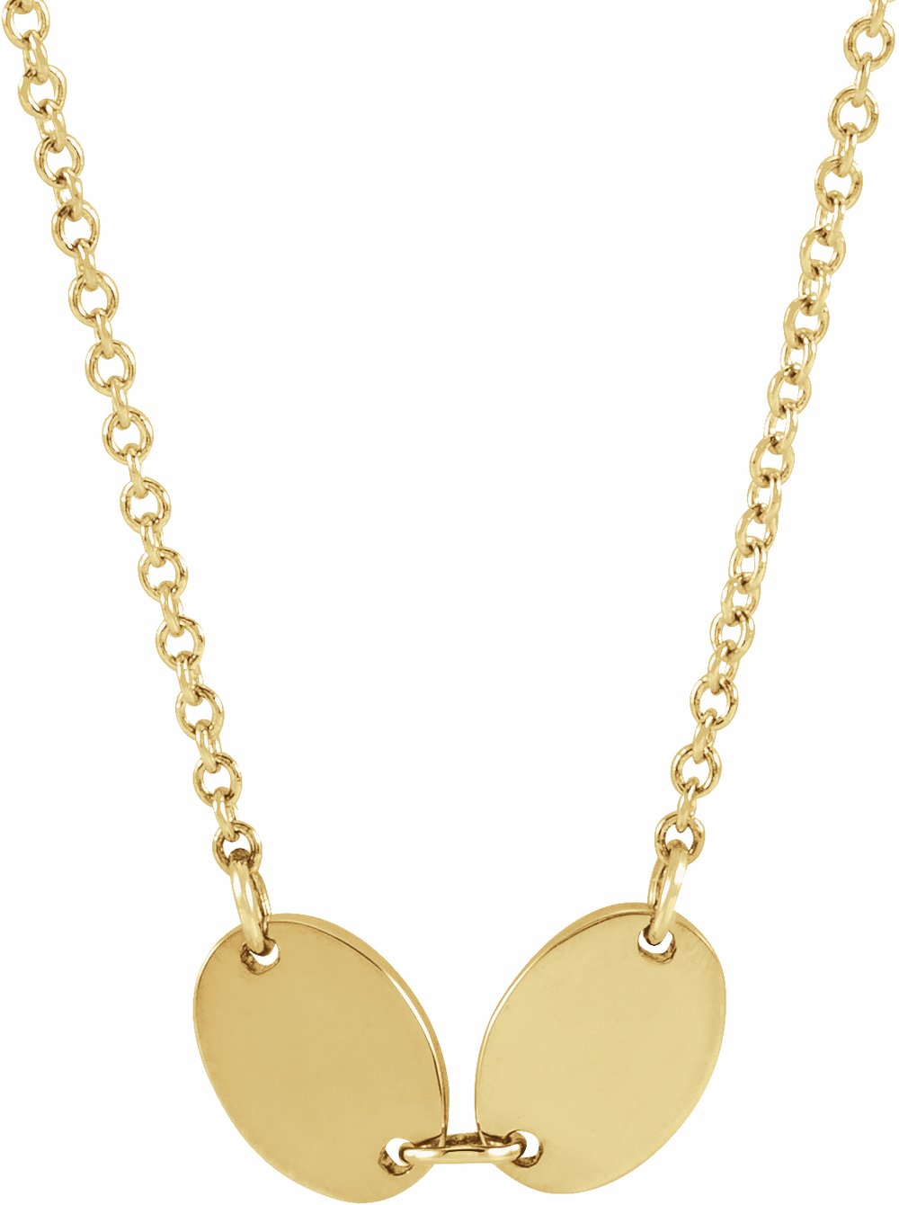 14K Yellow Gold 2-Disc Engravable Family Disc 18" Necklace