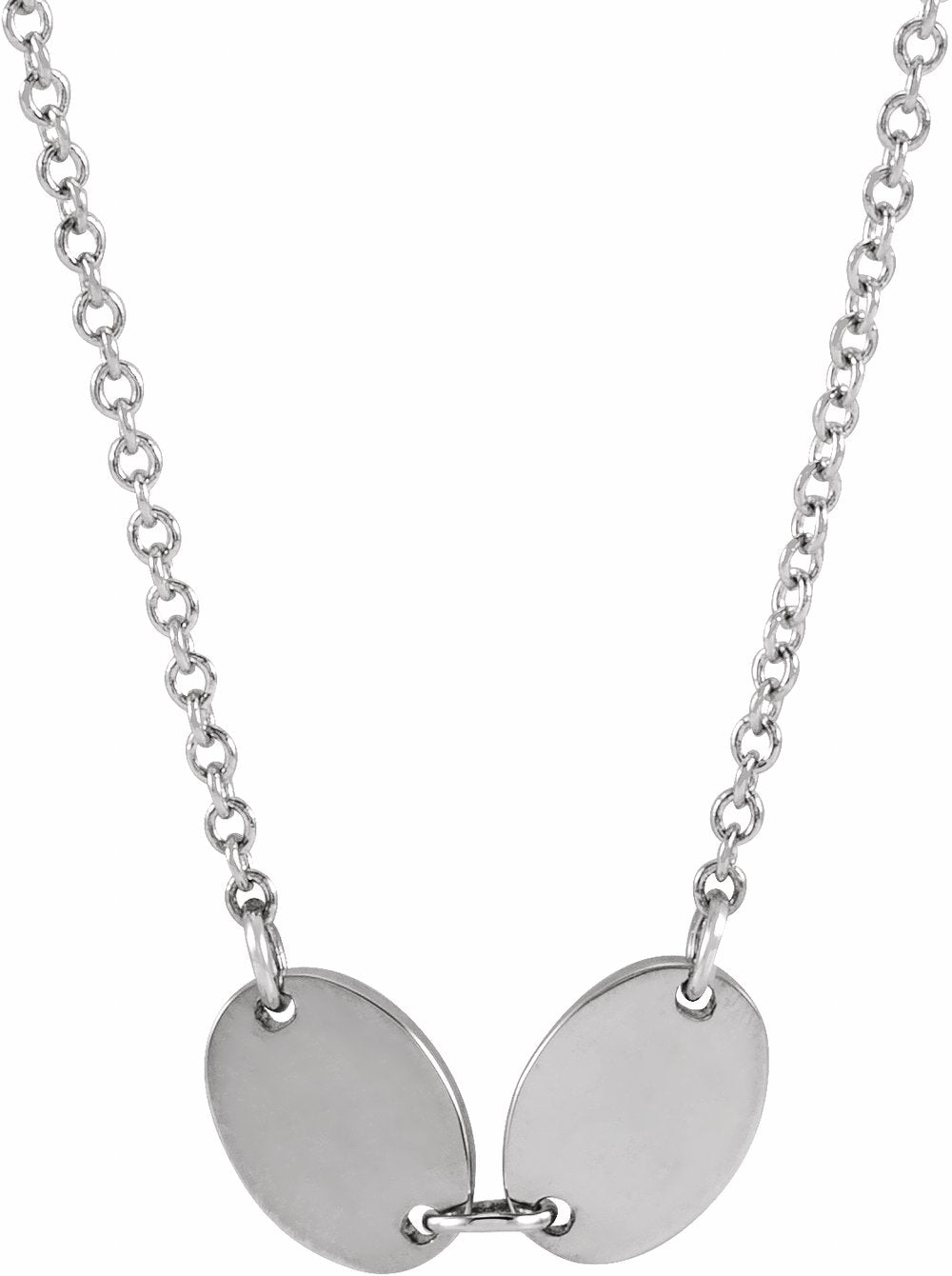 14K White Gold 2-Disc Engravable Family Disc 18" Necklace