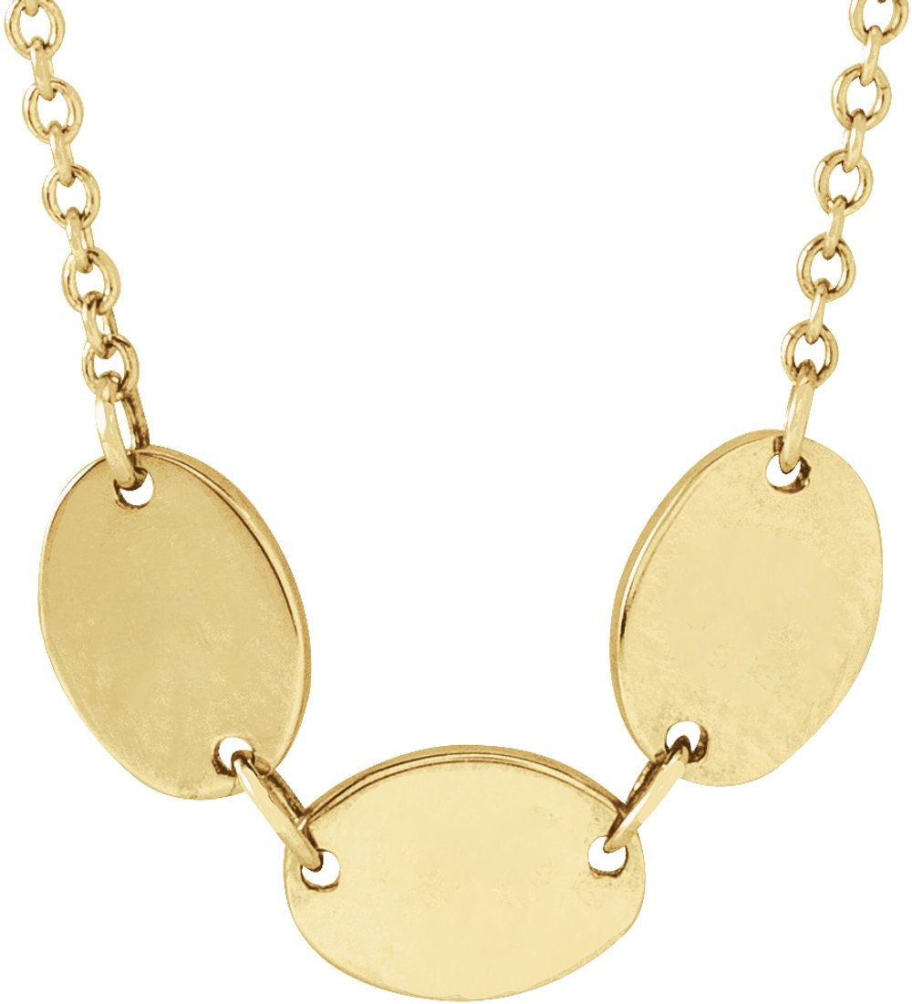 14K Yellow Gold 3-Disc Engravable Family Disc 18" Necklace