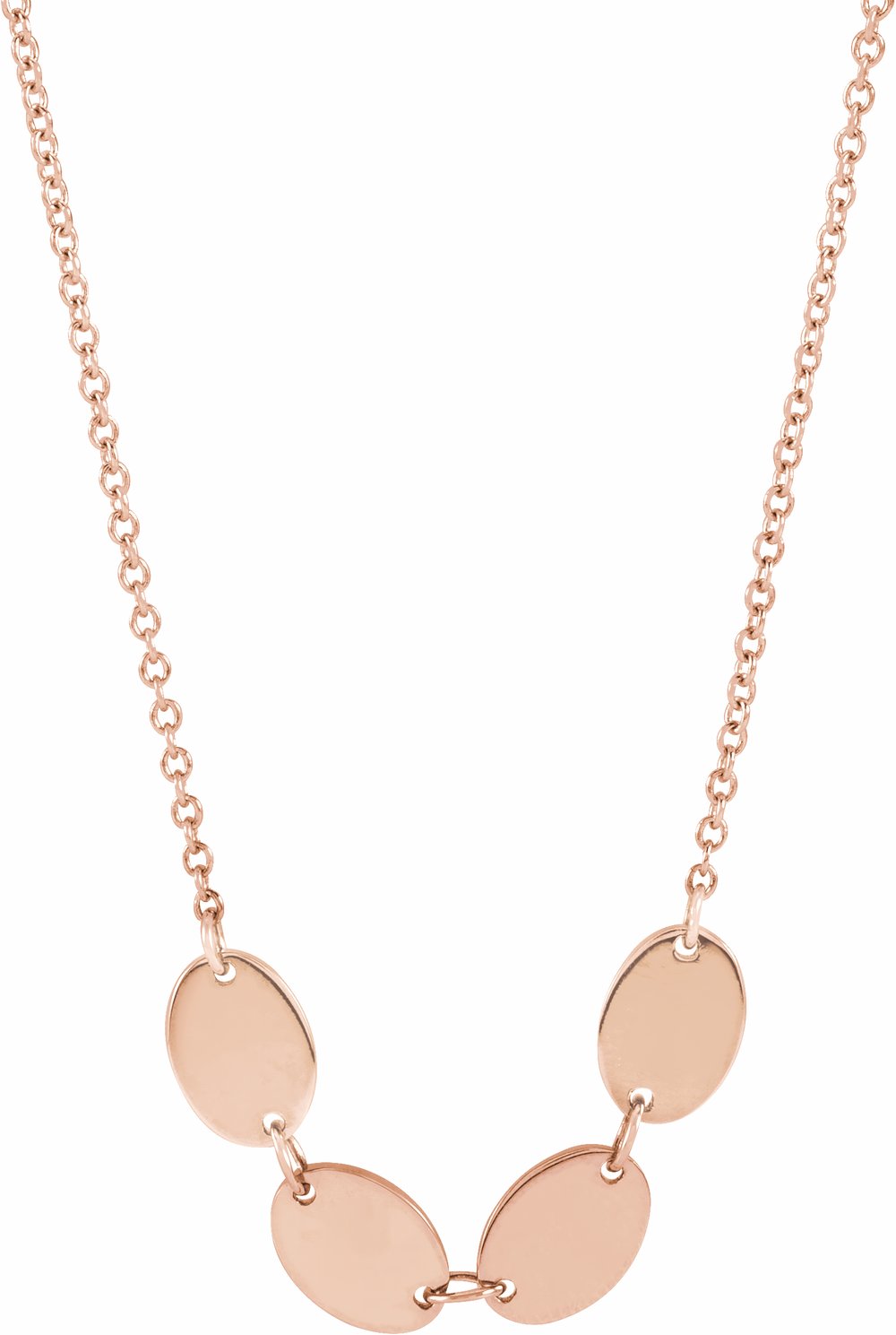 14K Rose 4-Disc Engravable Family Disc 18" Necklace