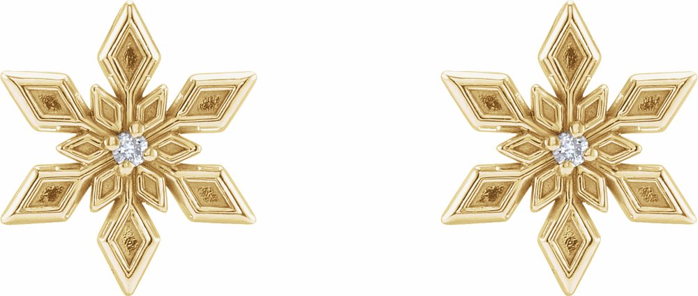 14K Yellow Gold .0075 CTW Natural Diamond Snowflake Earrings
