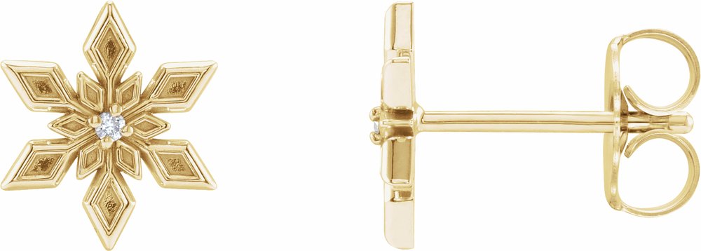 14K Yellow Gold .0075 CTW Natural Diamond Snowflake Earrings