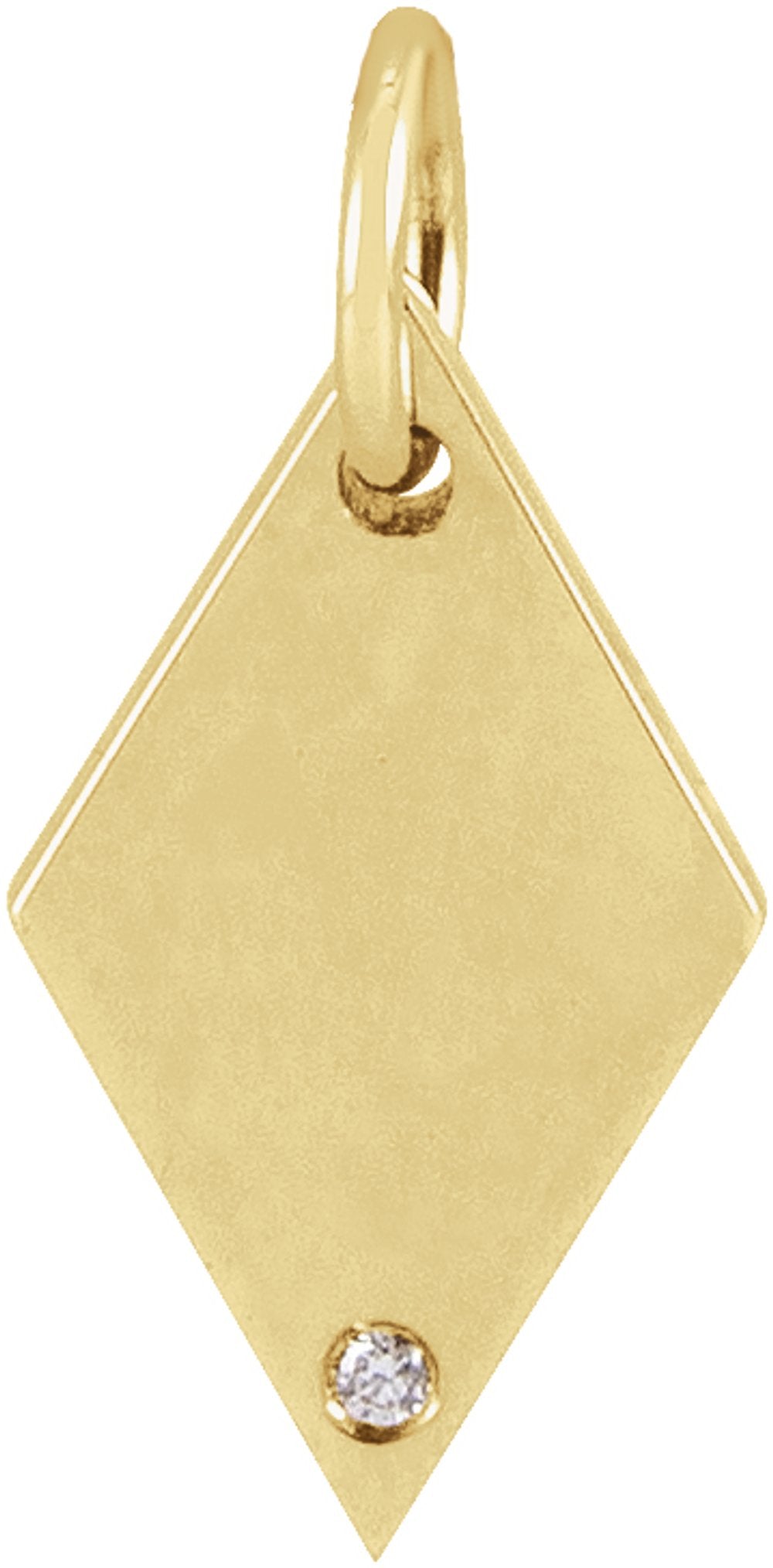 14K Yellow Gold .005 CT Natural Diamond Rhombus Pendant