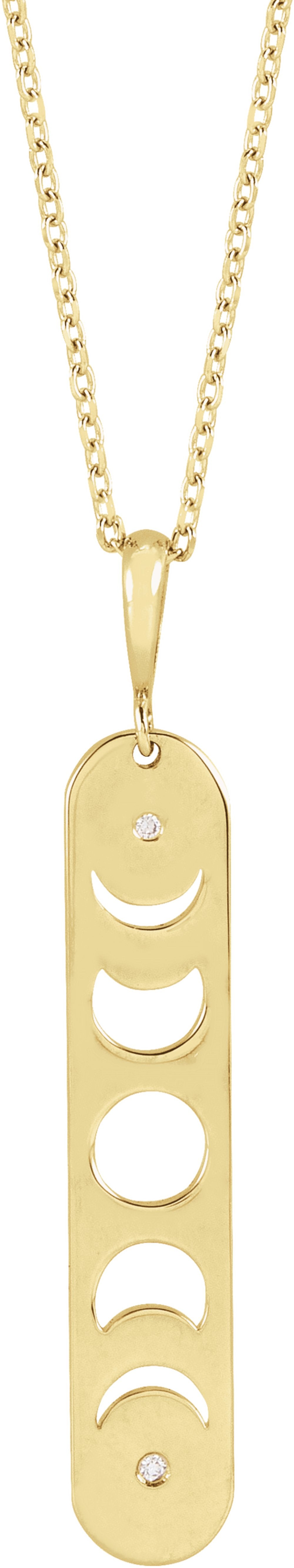 14K Yellow Gold .01 CTW Natural Diamond Moon Phase Bar 16-18" Necklace
