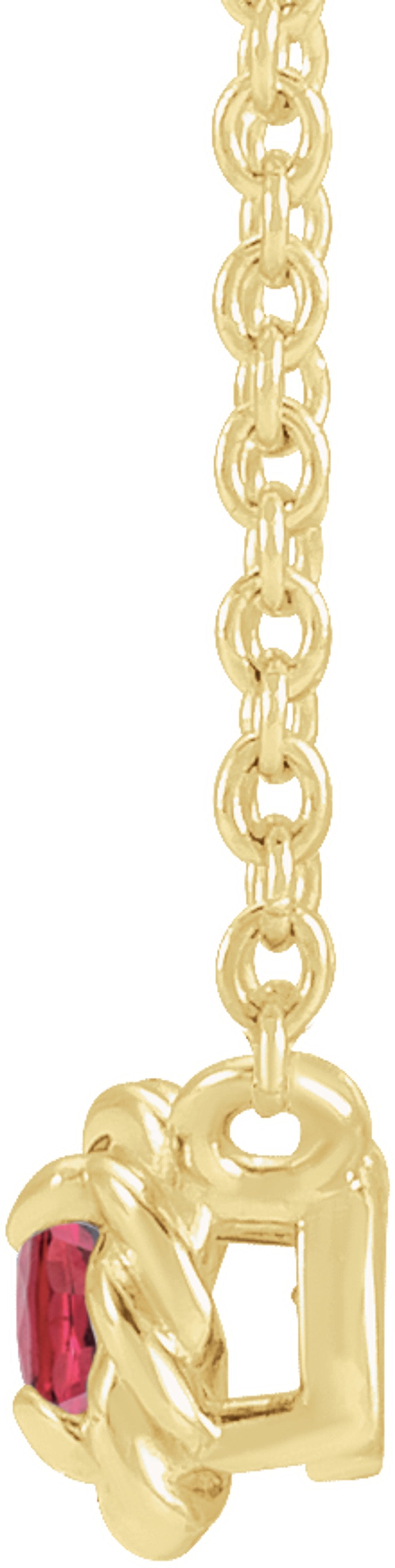 14K Yellow Gold 3 mm Natural Ruby Claw-Prong Rope 18" Necklace