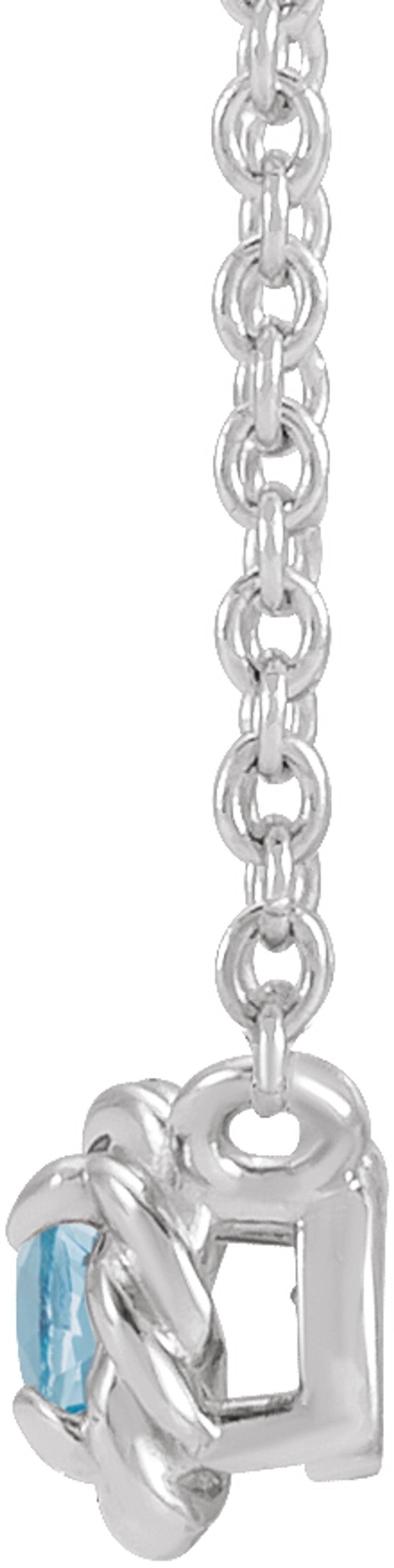 Sterling Silver 4 mm Natural Aquamarine Claw-Prong Rope 18" Necklace