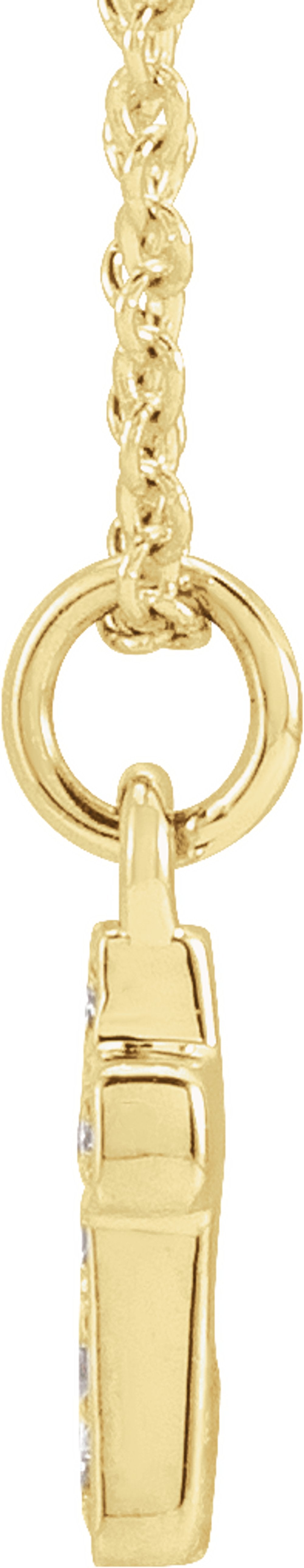 14K Yellow .04 CTW Natural Diamond Youth Cross 15" Necklace