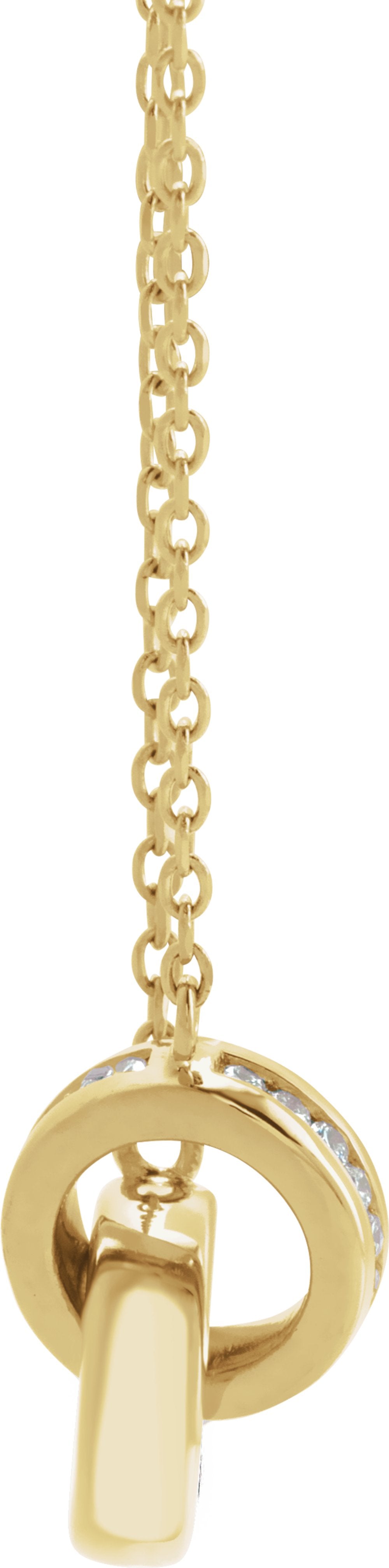 14K Yellow Gold .08 CTW Natural Diamond Interlocking Circle 18" Necklace