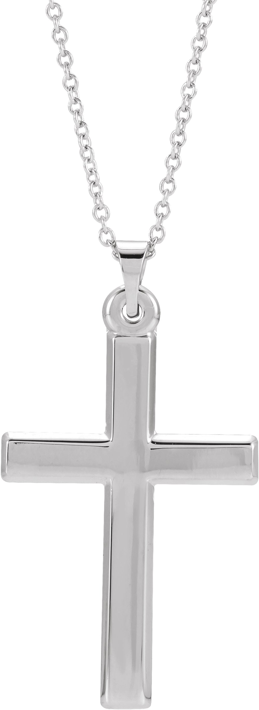 14K White Cross 18" Necklace