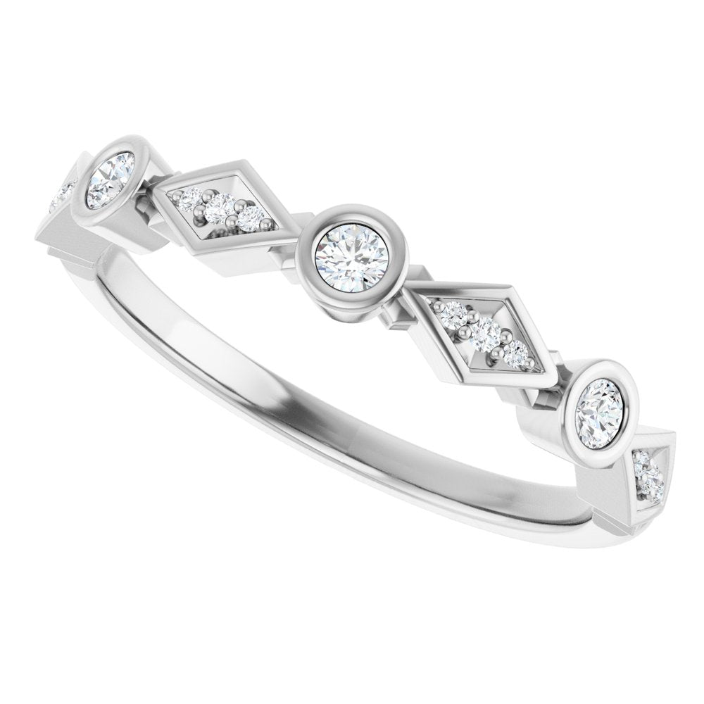 14K White Gold 1/8 CTW Natural Diamond Anniversary Band