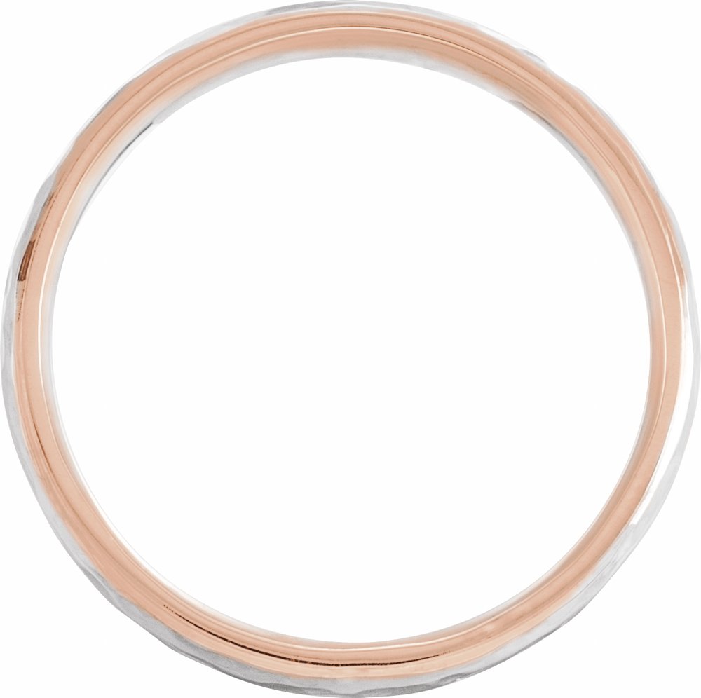 14K Rose/White/Rose 6 mm Stepped-Edge Comfort-Fit Half Round Band Size 10.5