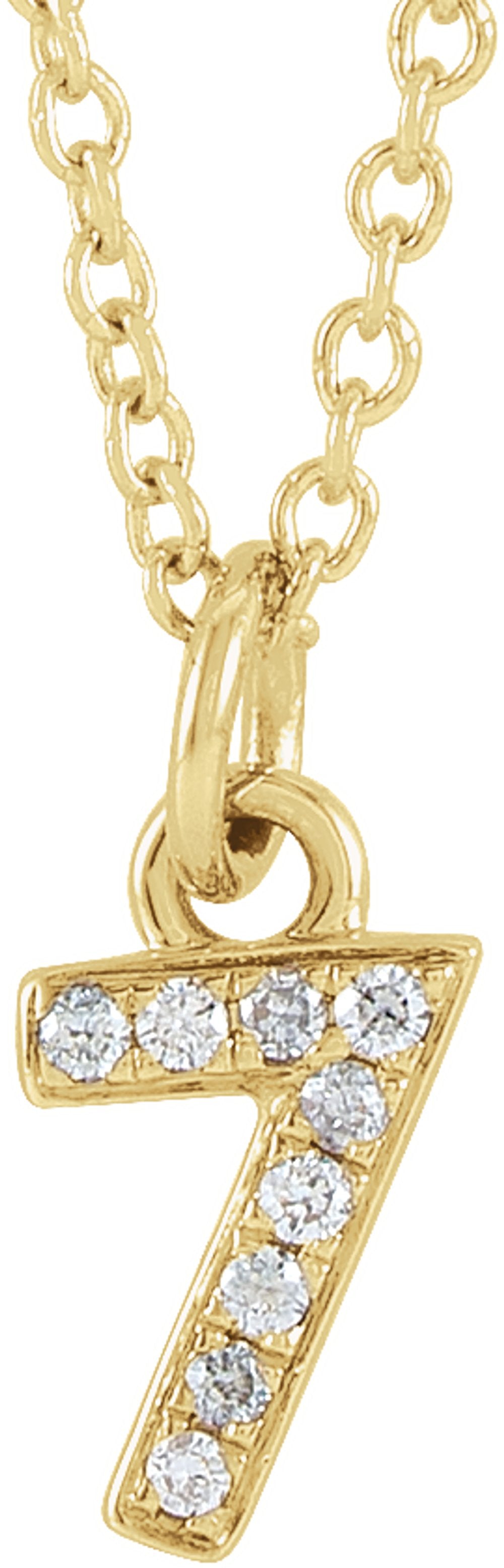 14K Yellow Gold Petite Pavé®.03 CTW Natural Diamond Numeral 7 16-18" Necklace