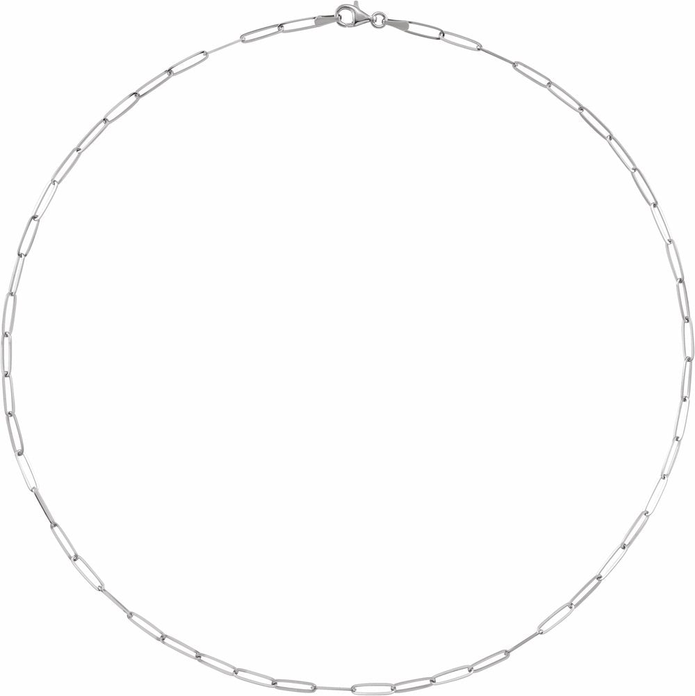 14K White 2.6 mm Paperclip-Style 18" Chain