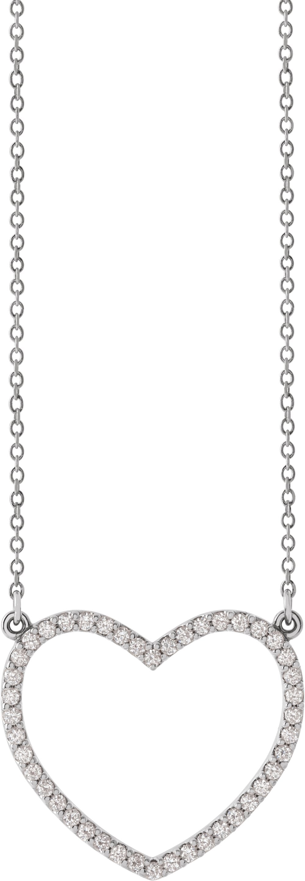 14K White 1/4 CTW Natural Diamond Petite Heart 16" Necklace