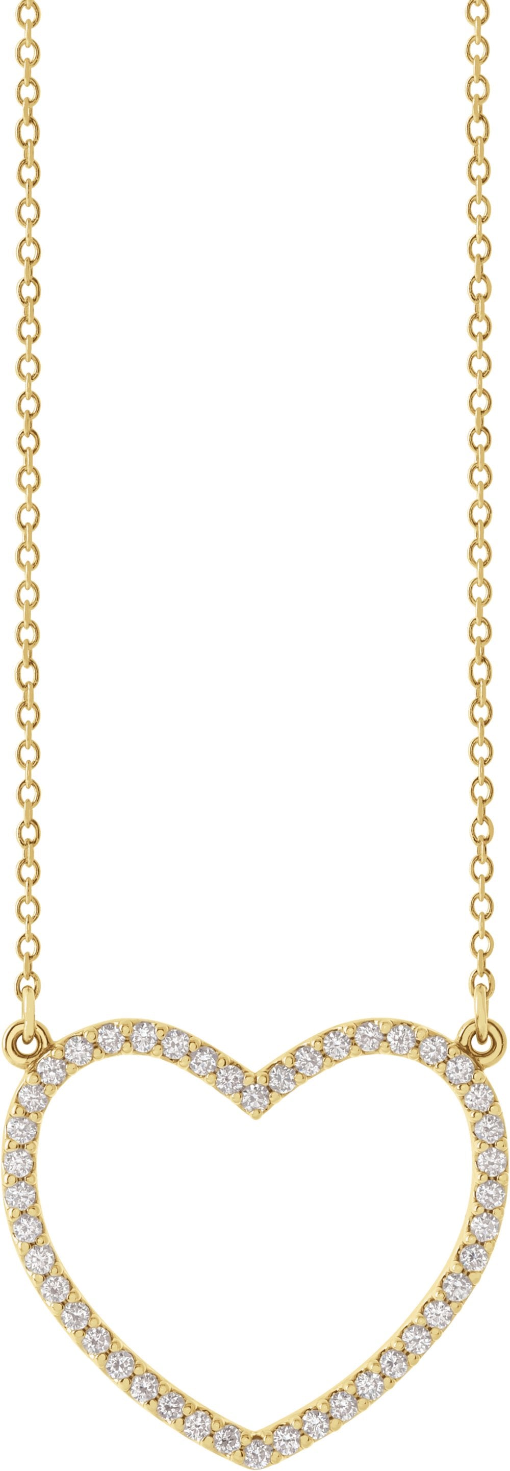 14K Yellow Gold 1/4 CTW Natural Diamond Heart 16" Necklace