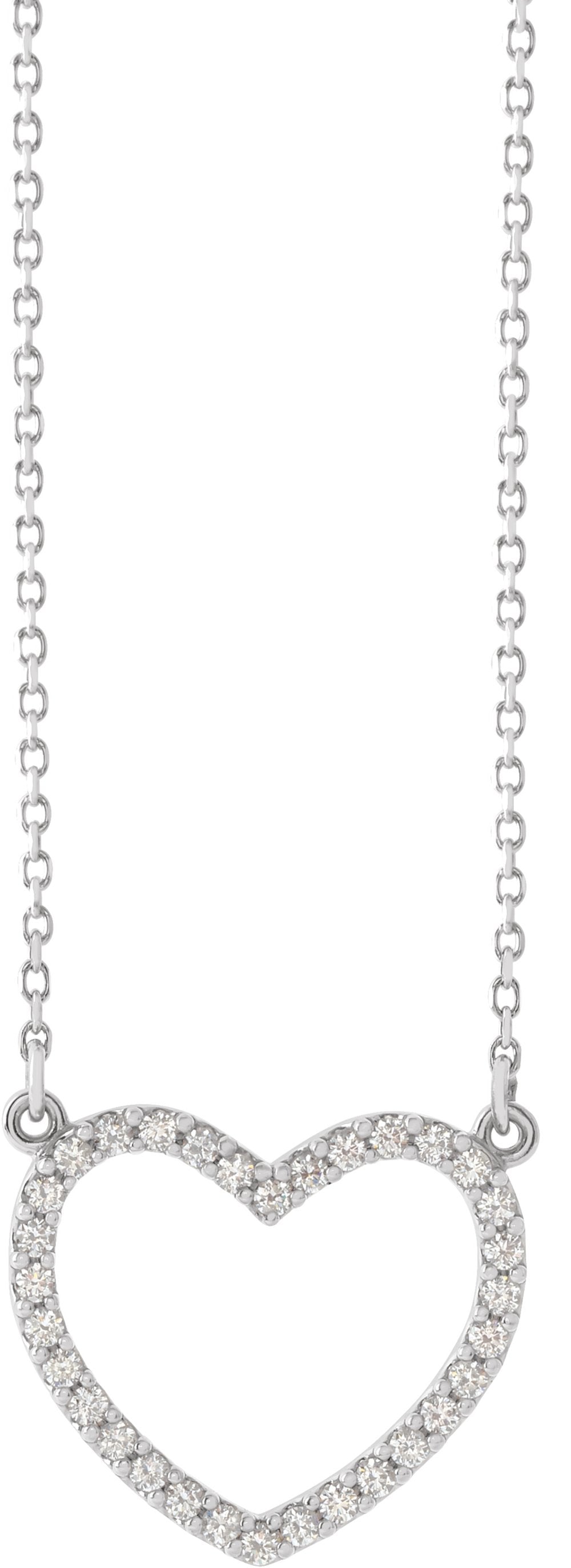 14K White Gold 1/5 CTW Natural Diamond Small Heart 16" Necklace