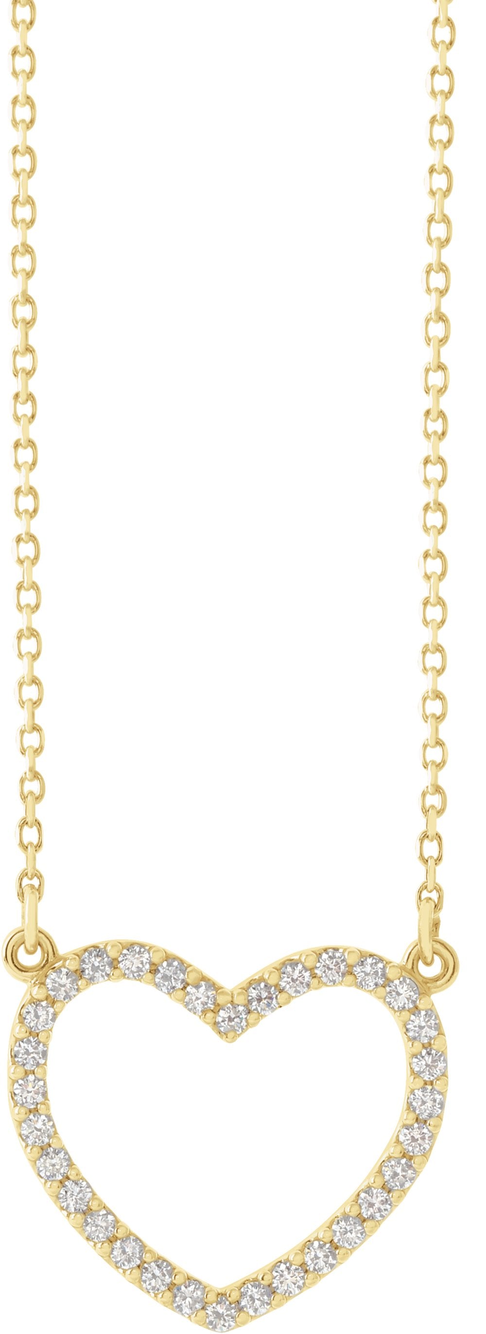 14K Yellow Gold 1/5 CTW Natural Diamond Small Heart 16" Necklace
