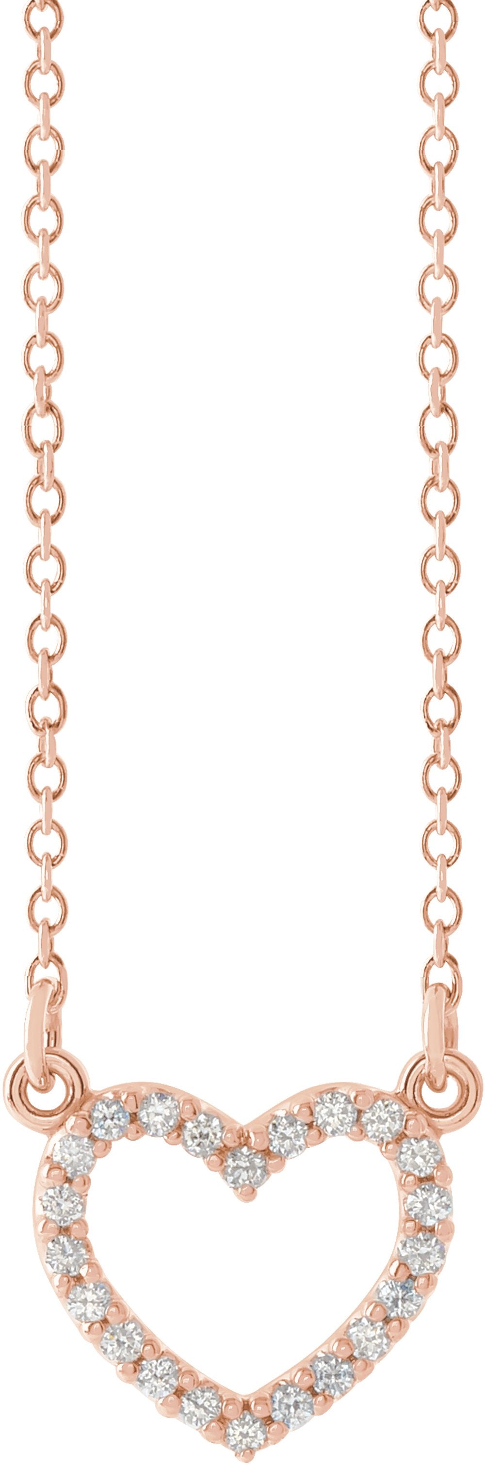 14K Rose 1/8 CTW Natural Diamond Petite Heart 16" Necklace