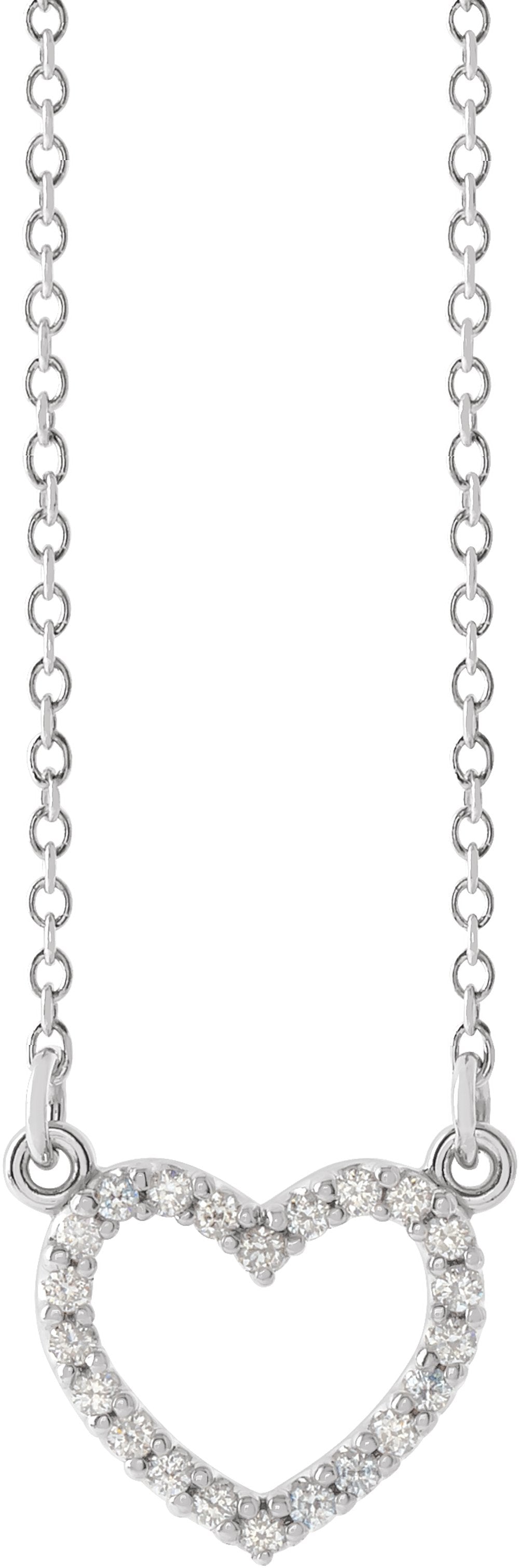 14K White Gold .08 CTW Natural Diamond Petite Heart 16" Necklace