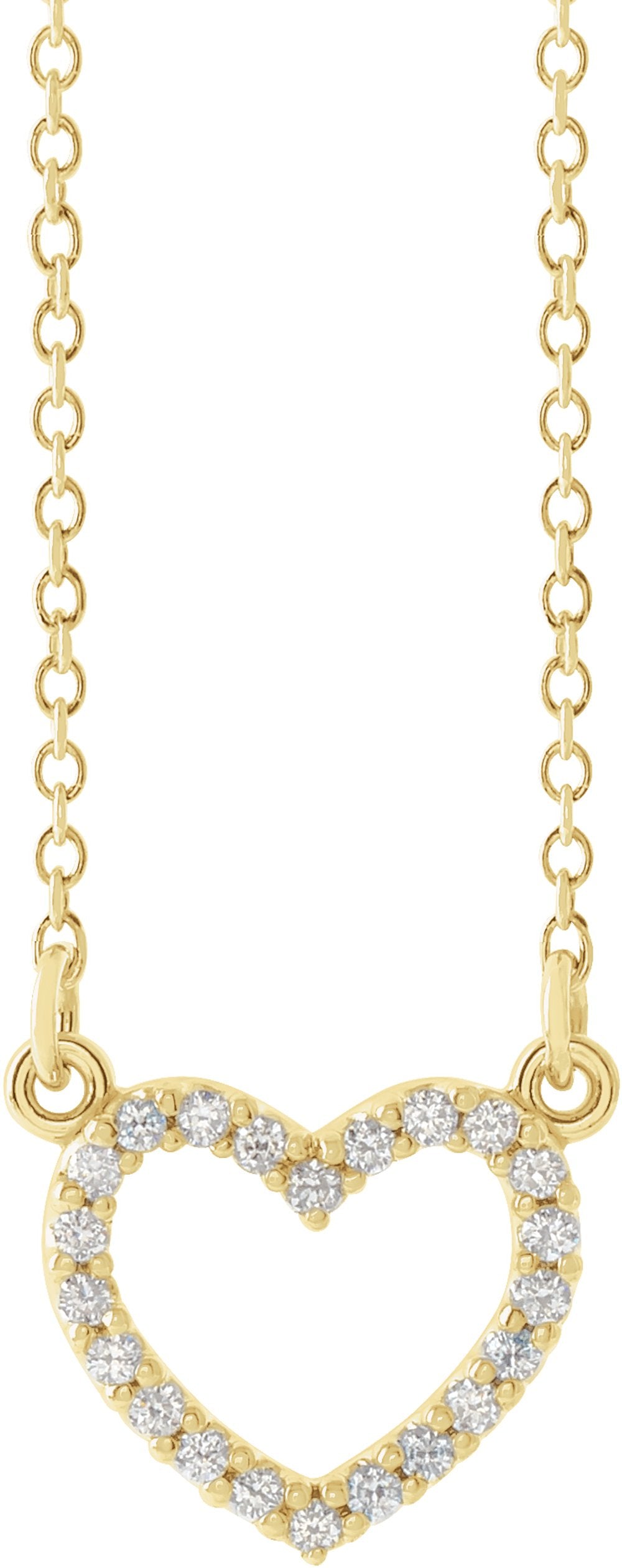 14K Yellow Gold .08 CTW Natural Diamond Petite Heart 16" Necklace