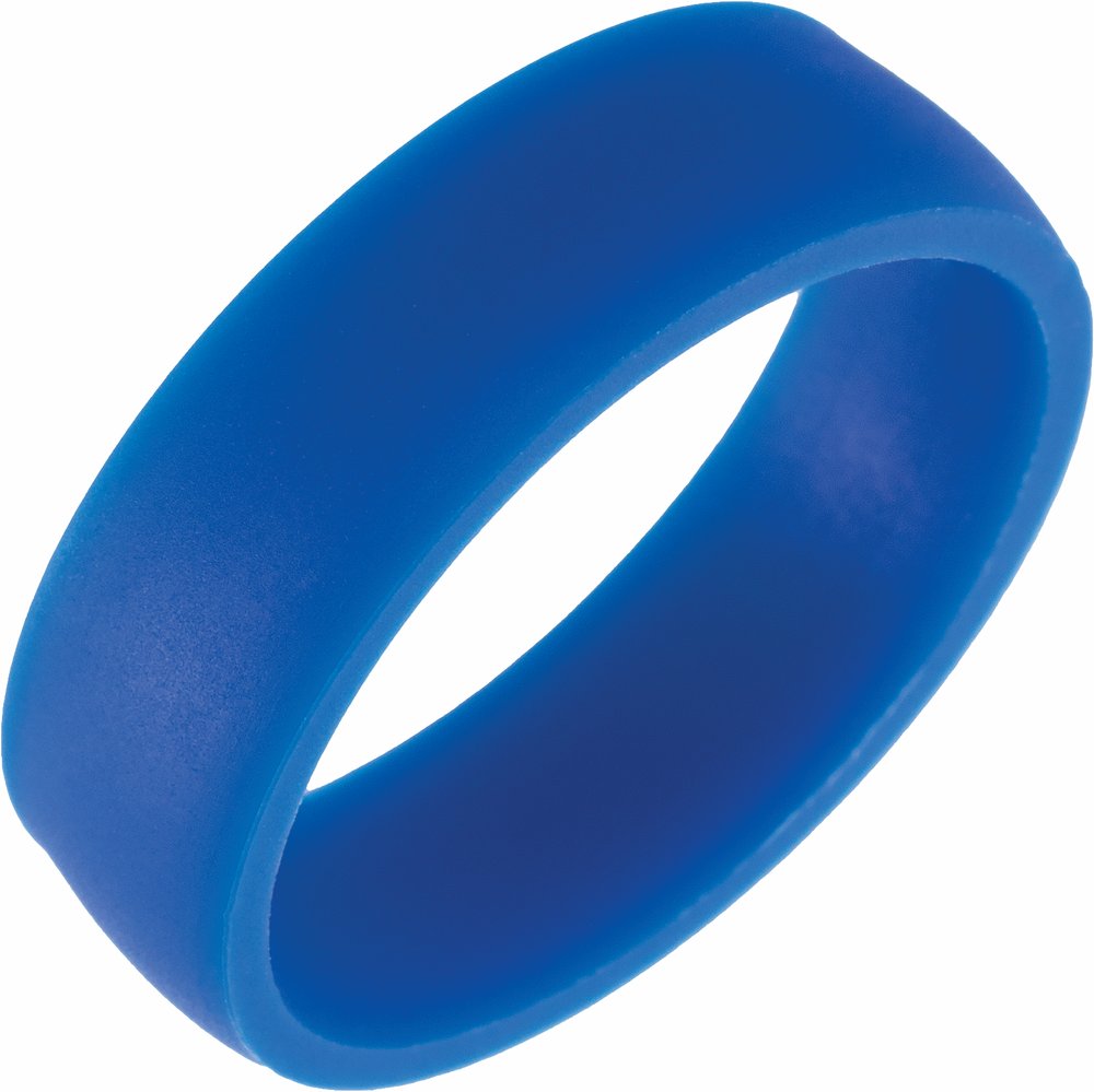 Royal Blue Silicone 7 mm Comfort-Fit Half Round Band Size 7