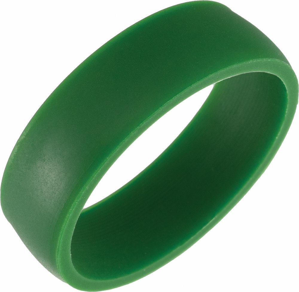 Green Silicone 7 mm Comfort-Fit Half Round Band Size 7