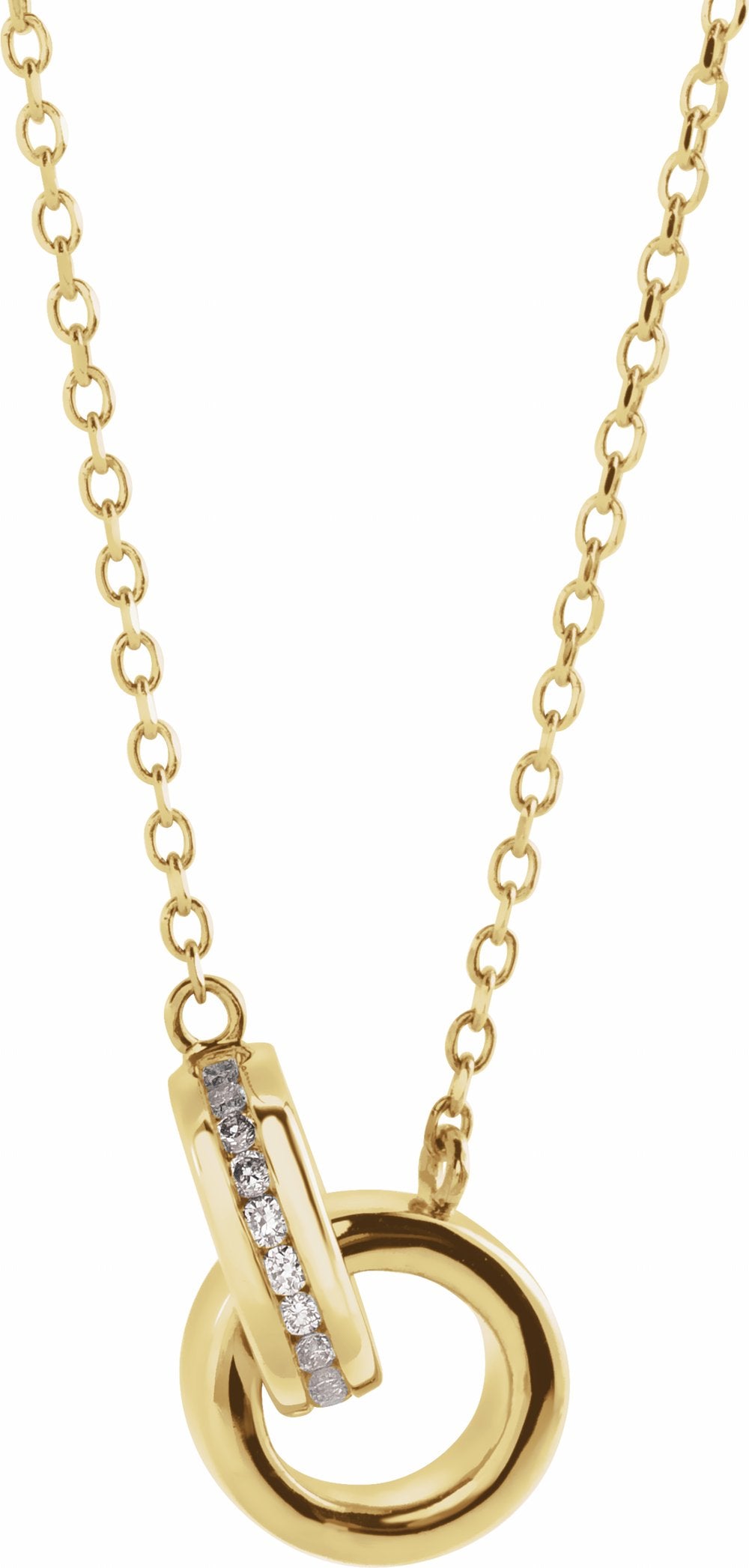 14K Yellow Gold .08 CTW Natural Diamond Interlocking Circle 18" Necklace
