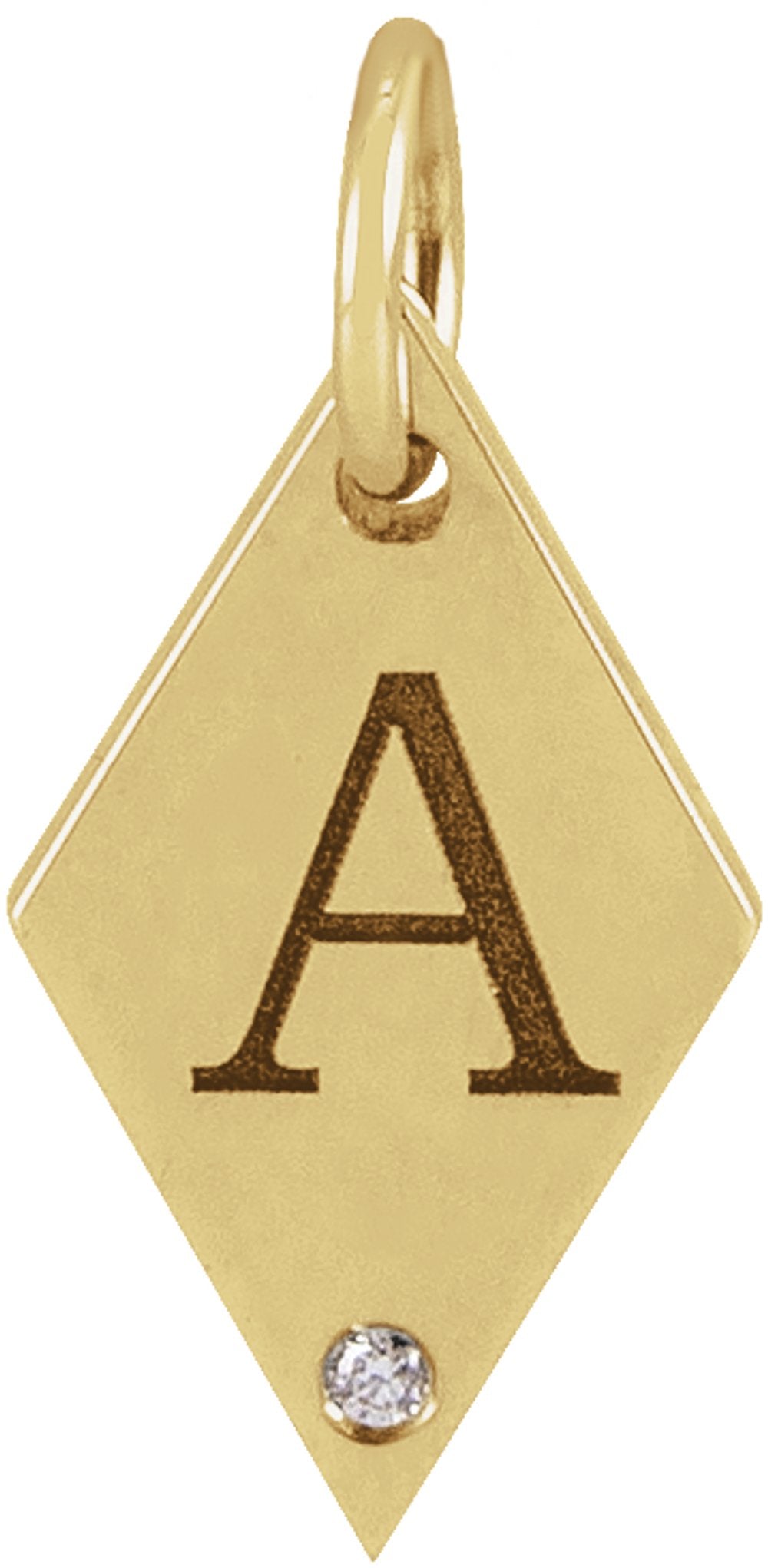 14K Yellow Gold .005 CT Natural Diamond Rhombus Pendant