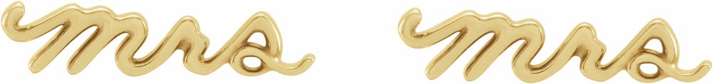 14K Yellow Gold Mrs Earrings