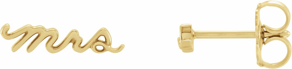 14K Yellow Gold Mrs Earrings