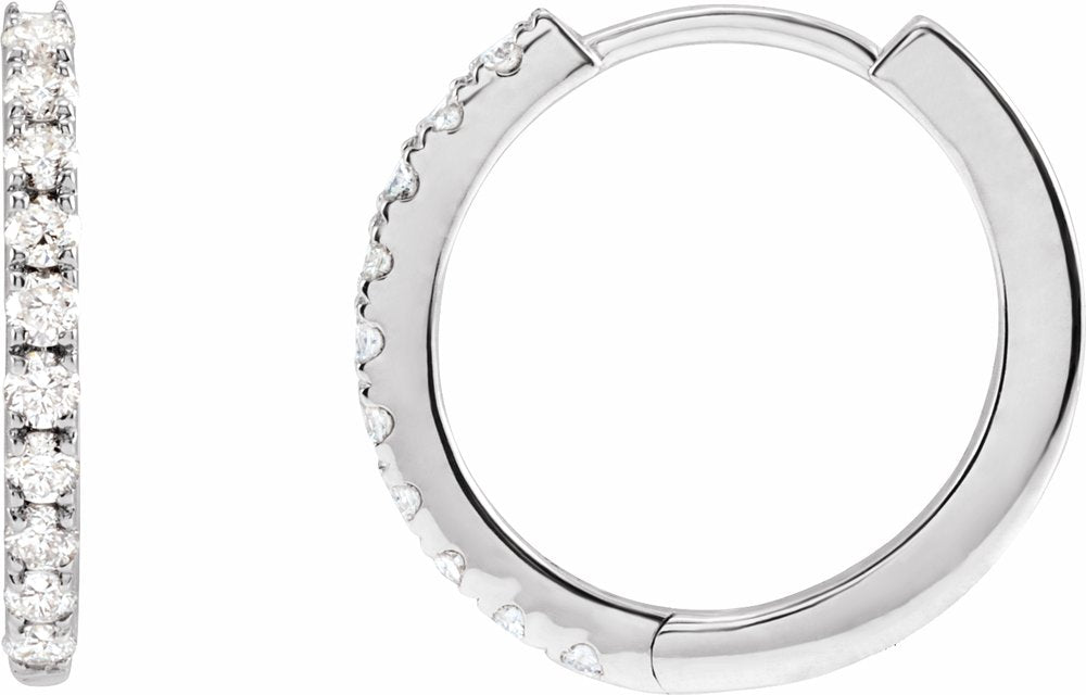 14K White Gold 1/4 CTW Lab-Grown Diamond 14 mm Hoop Earrings