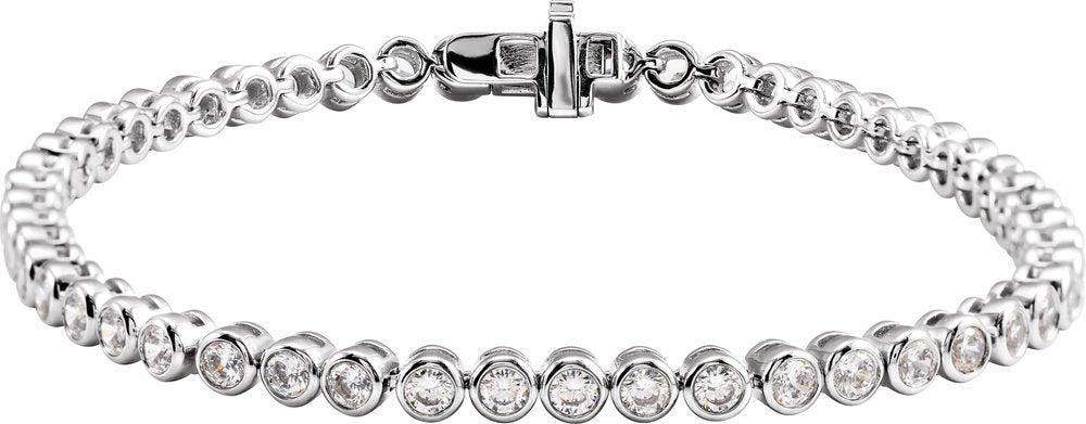 14K White Gold 3 1/2 CTW Lab-Grown Diamond Bezel-Set 7" Bracelet