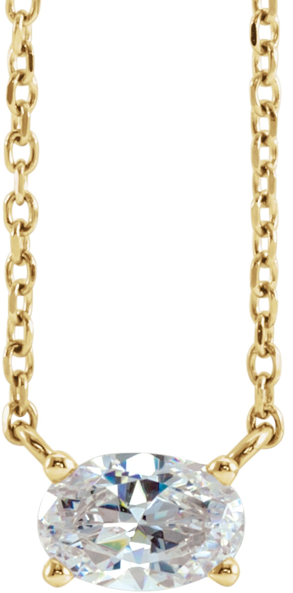 14K Yellow Gold 1/4 CT Natural Diamond Solitaire 16-18" Necklace
