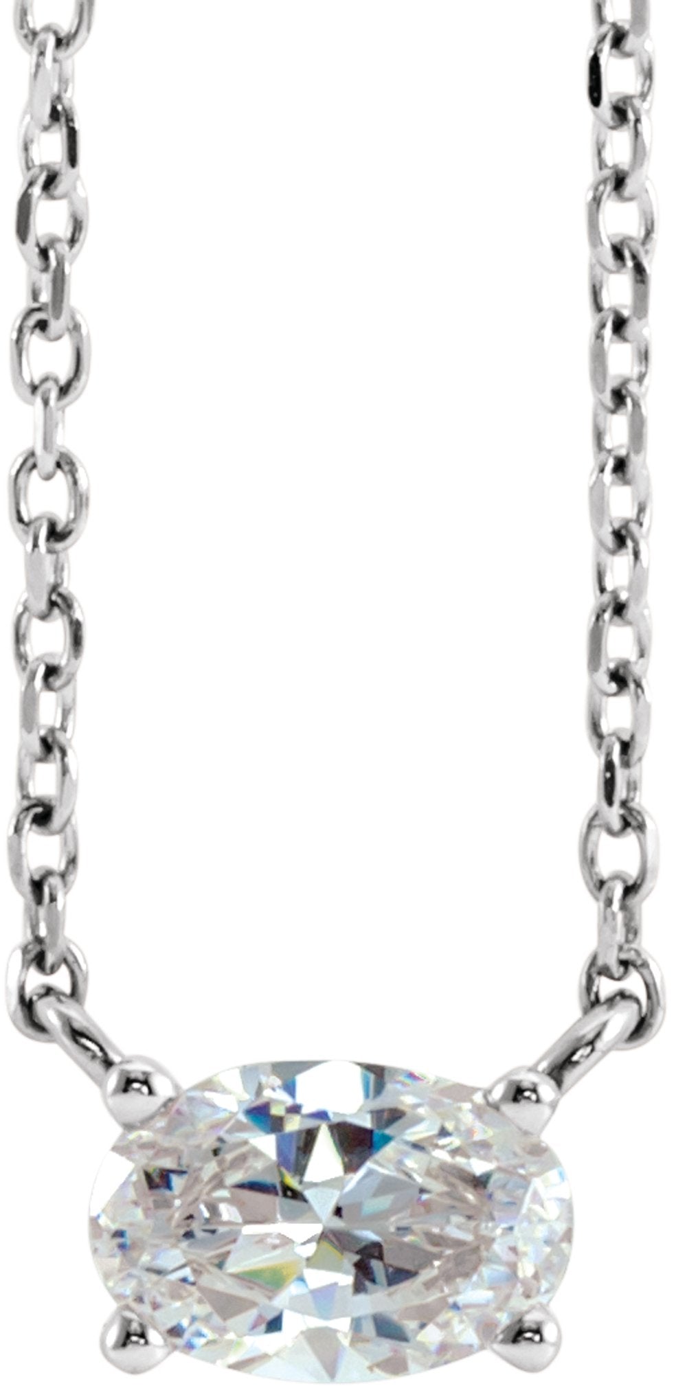 14K White Gold 1/4 CTW Lab-Grown Diamond Solitaire 16-18" Necklace
