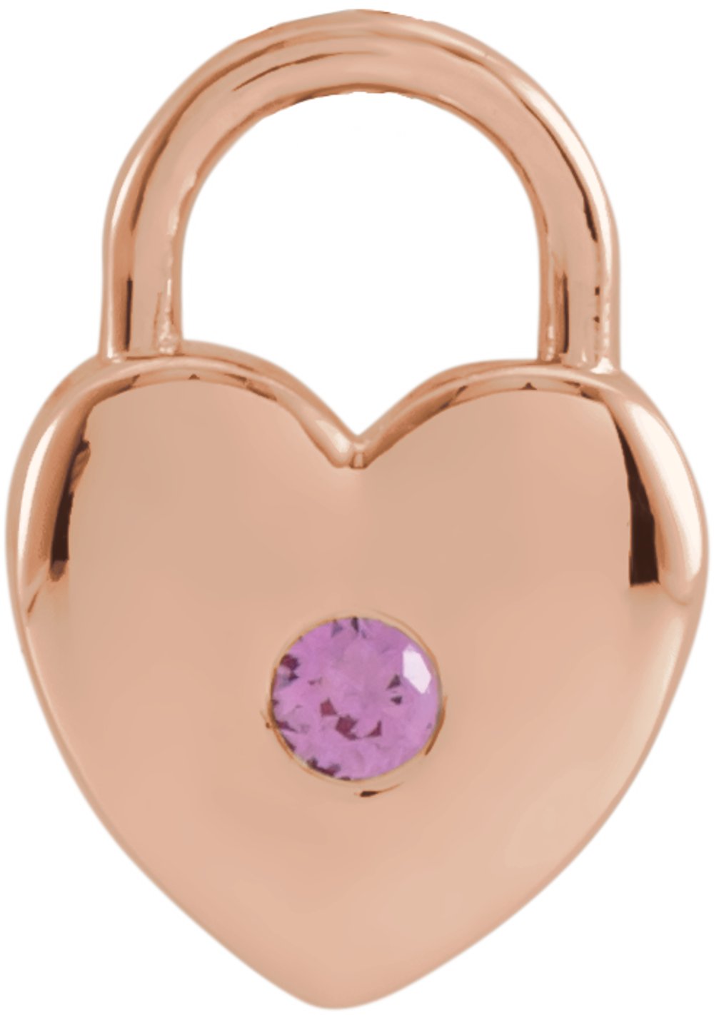 14K Rose Natural Pink Sapphire Heart Lock Pendant