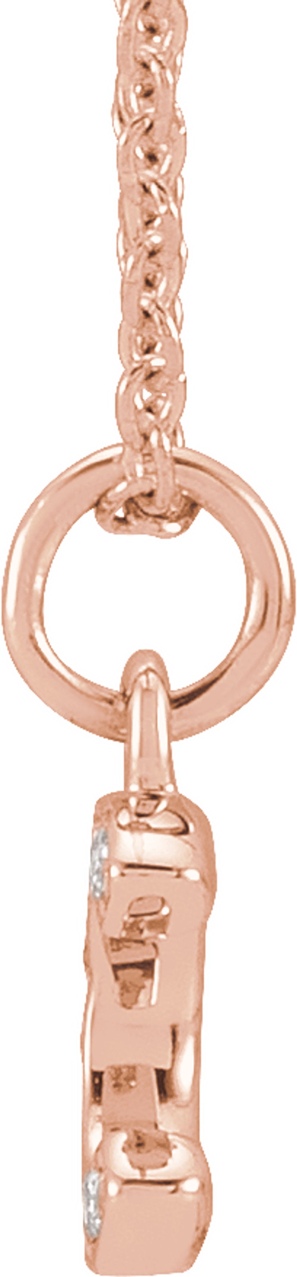 14K Rose Gold .04 CTW Natural Diamond Petite Initial C 16-18" Necklace