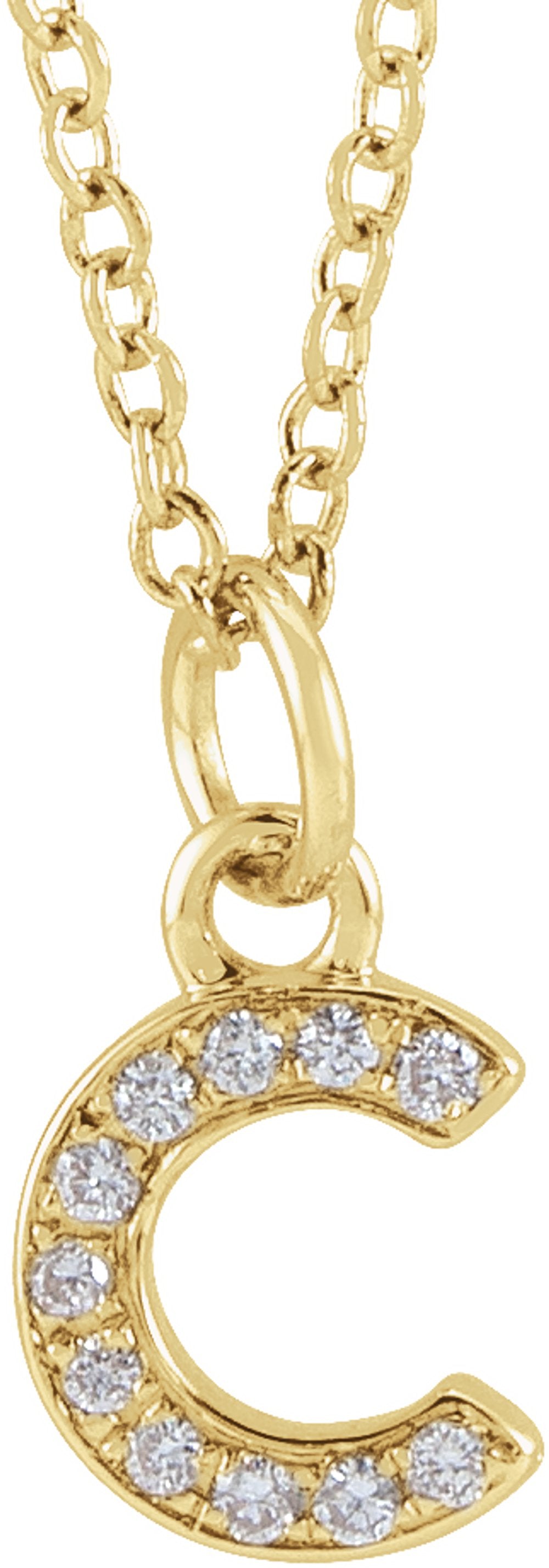 14K Yellow Gold .04 CTW Natural Diamond Petite Initial C 16-18" Necklace