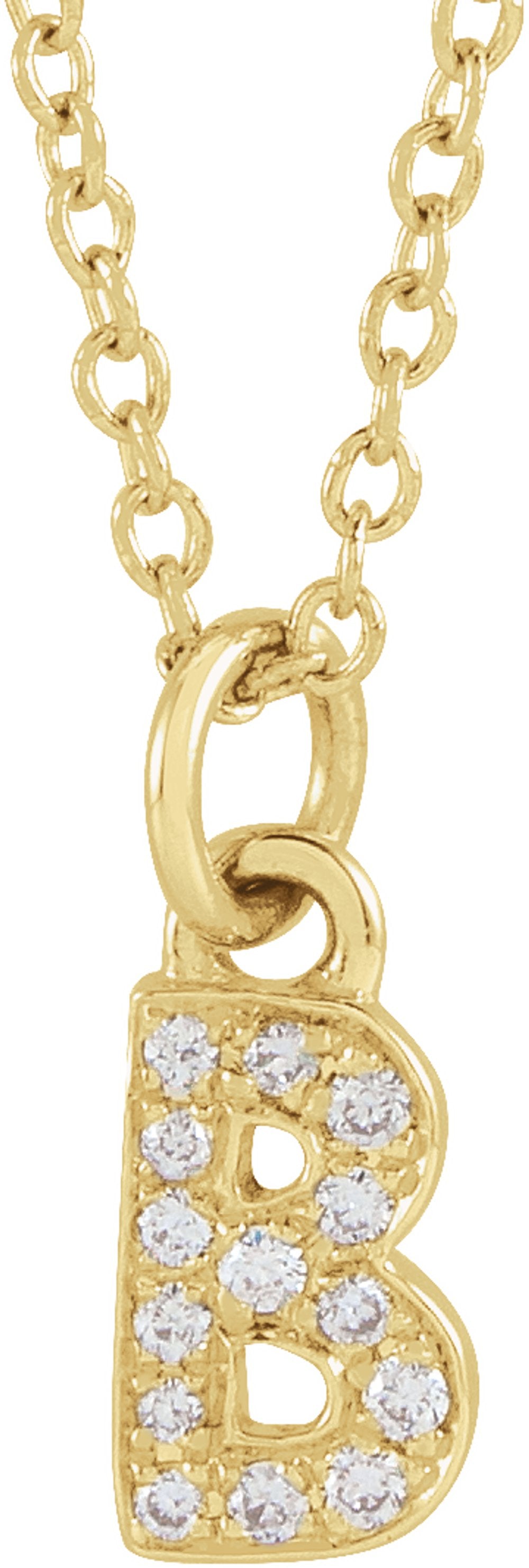 14K Yellow Gold .05 CTW Natural Diamond Petite Initial B 16-18" Necklace