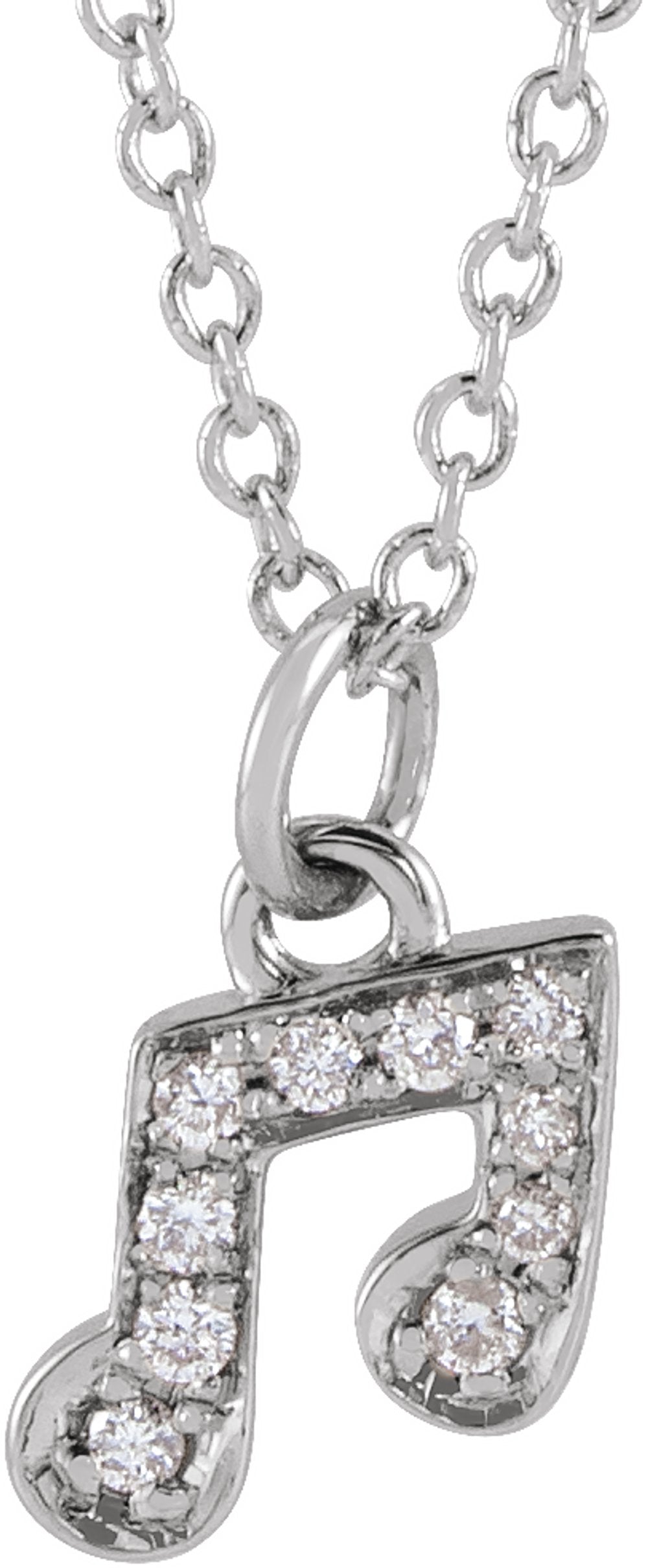 14K White Gold .05 CTW Natural Diamond Petite Music Note 16-18" Necklace