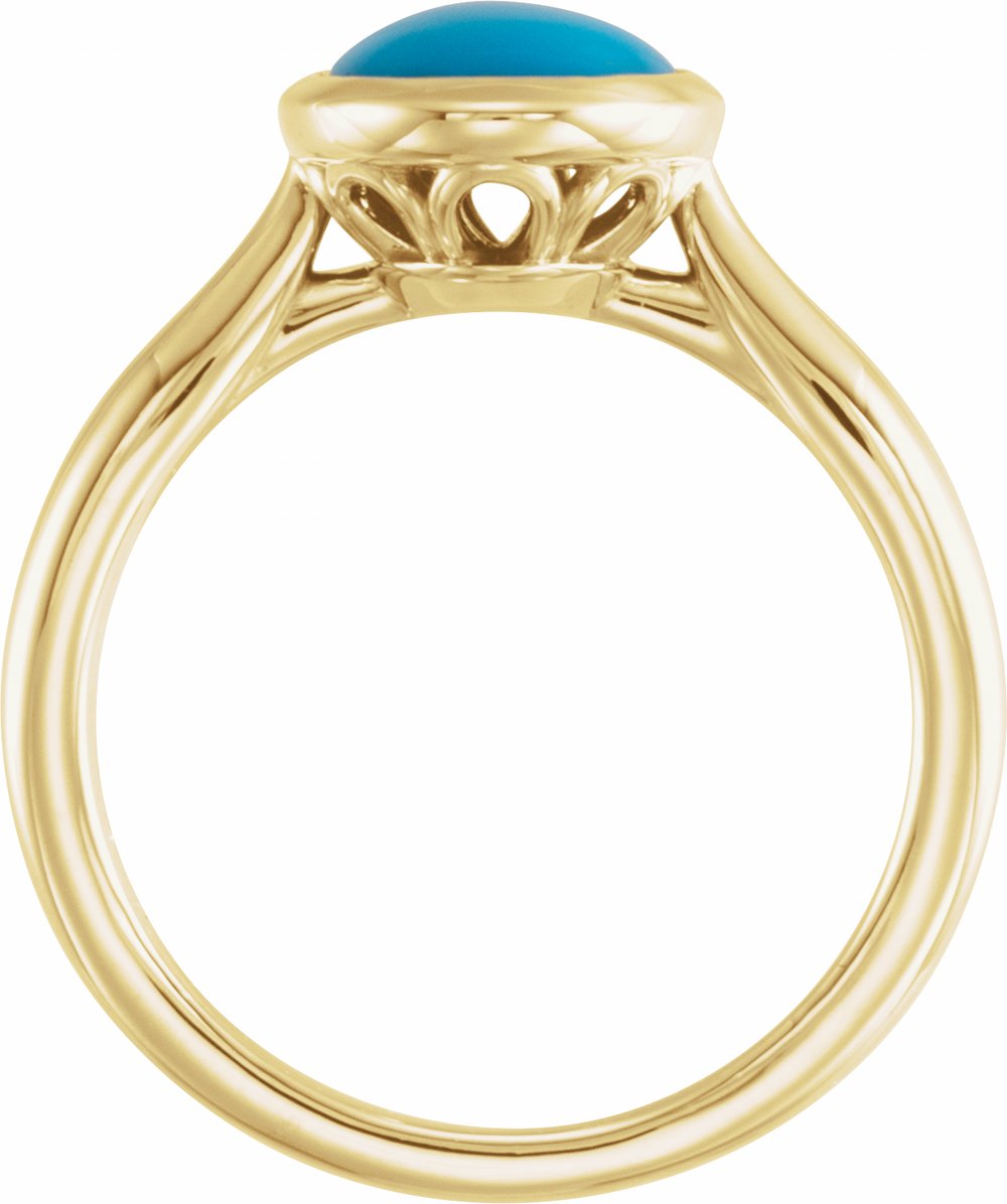 14K Yellow Gold 10x8 mm Natural Turquoise Cabochon Ring